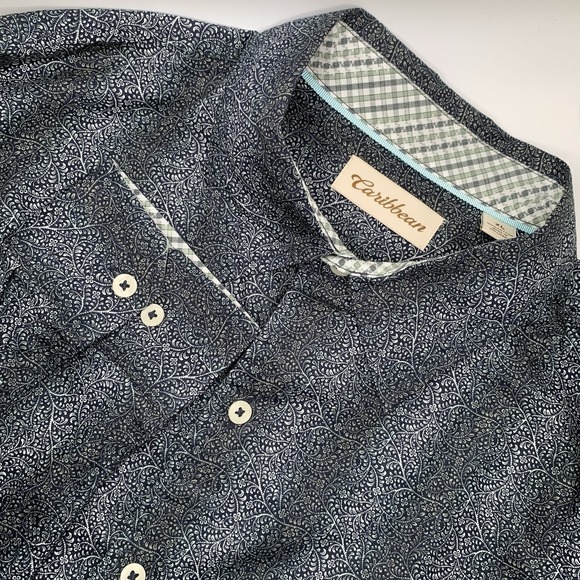 Caribbean Other - Caribbean Men's Button Up Long Sleeve Shirt Gray Paisley Stripe Cotton XL